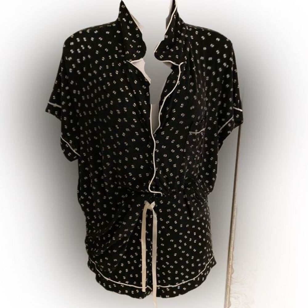 Cynthia Rowley shortie Pajamas -XL black /white , rayon spandex